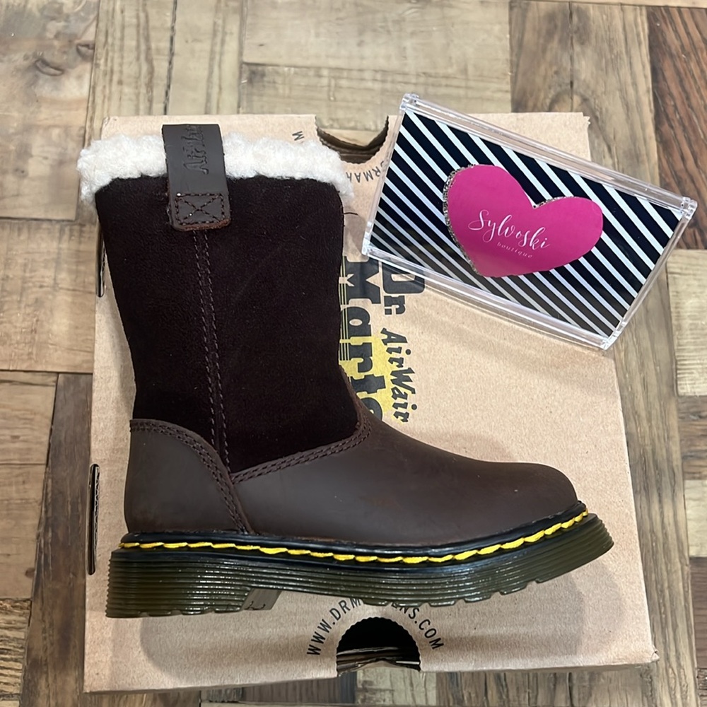 🆕 DR MARTENS TODDLER JUNEY SUEDE FAUX FUR LINED BOOTS NWT - Picture 10 of 15